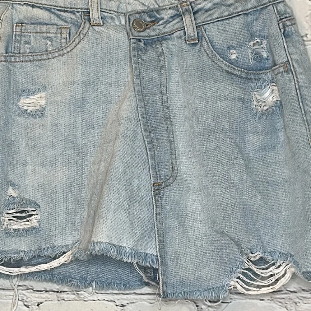Vervet Distressed High Rise Blue Jean Denim Skirt Size X-Small